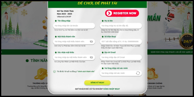 Quy định khi đăng ký
